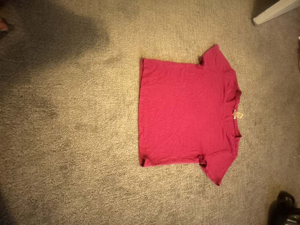 Bozzolo Pink Ribbed Short Sleeve Crop Top